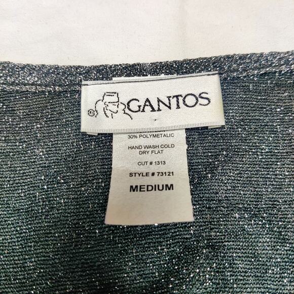 Vtg Gantos Sparkly Silver Metallic Sheer Cropped Halter Top Medium 70s Disco - Picture 4 of 7